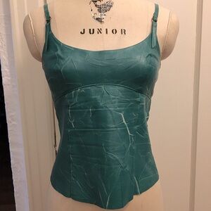 Plein Sud Sea Green Leather Camisole